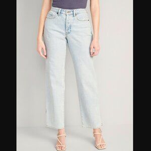 NEW Old Navy Button-Fly High-Waisted OG Loose Side-Split Jean Light Wash - 14P